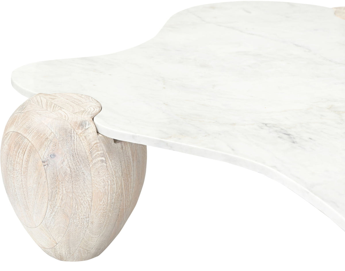 Liona - Marble And Acacia Wood Coffee Table