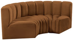 Arc - Velvet 3 Piece Modular U-Shaped Sofa - Saddle