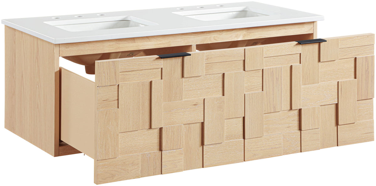 Leonardo - Engineered Stone And Solid Wood 24" Wall Mounted Bathroom Vanity