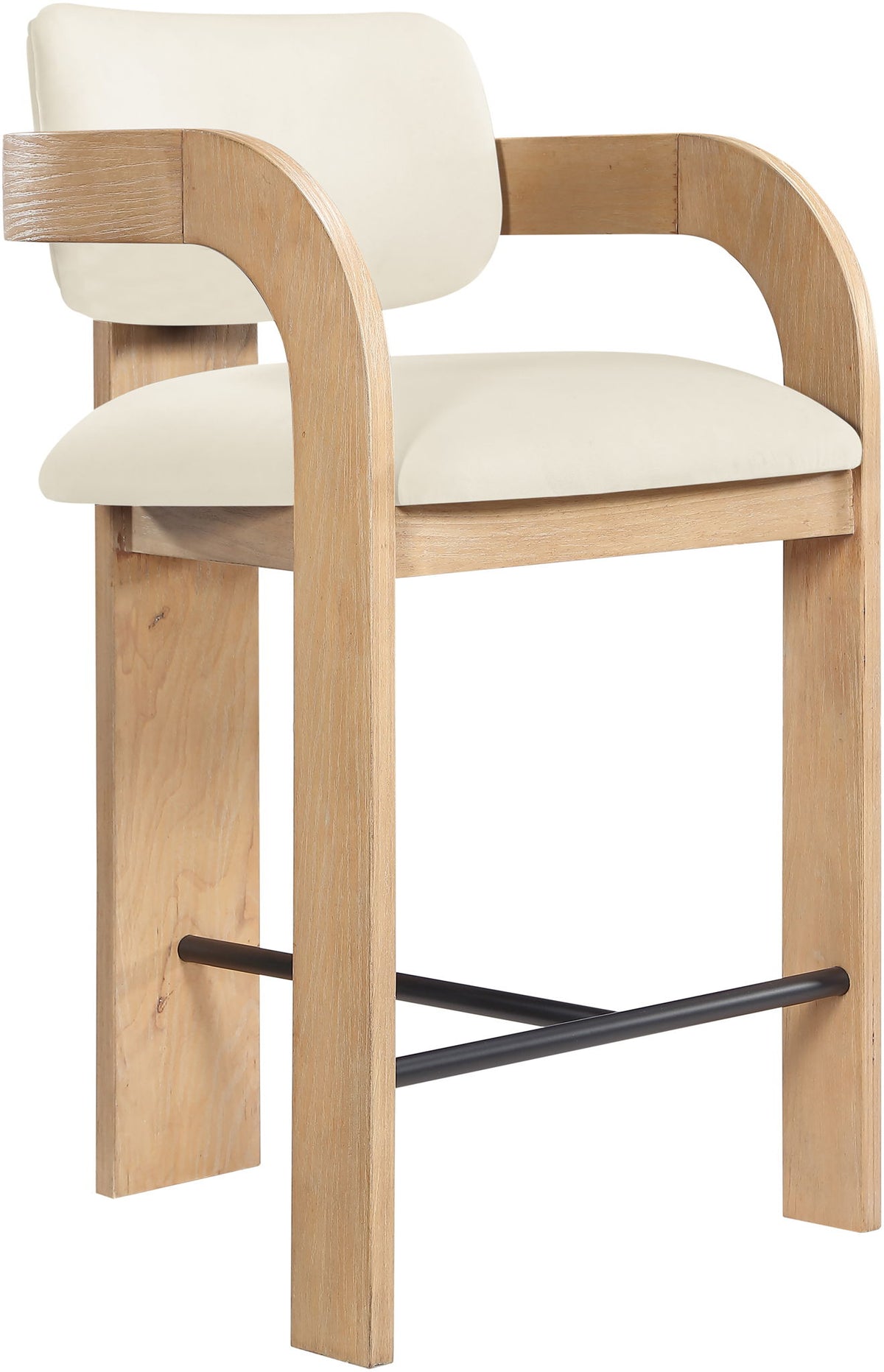 Cedra - Velvet Performance Fabric Upholstered Counter Stool - Natural Frame