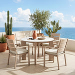 Oceanveil - Round Dining Table - White / Light Brown