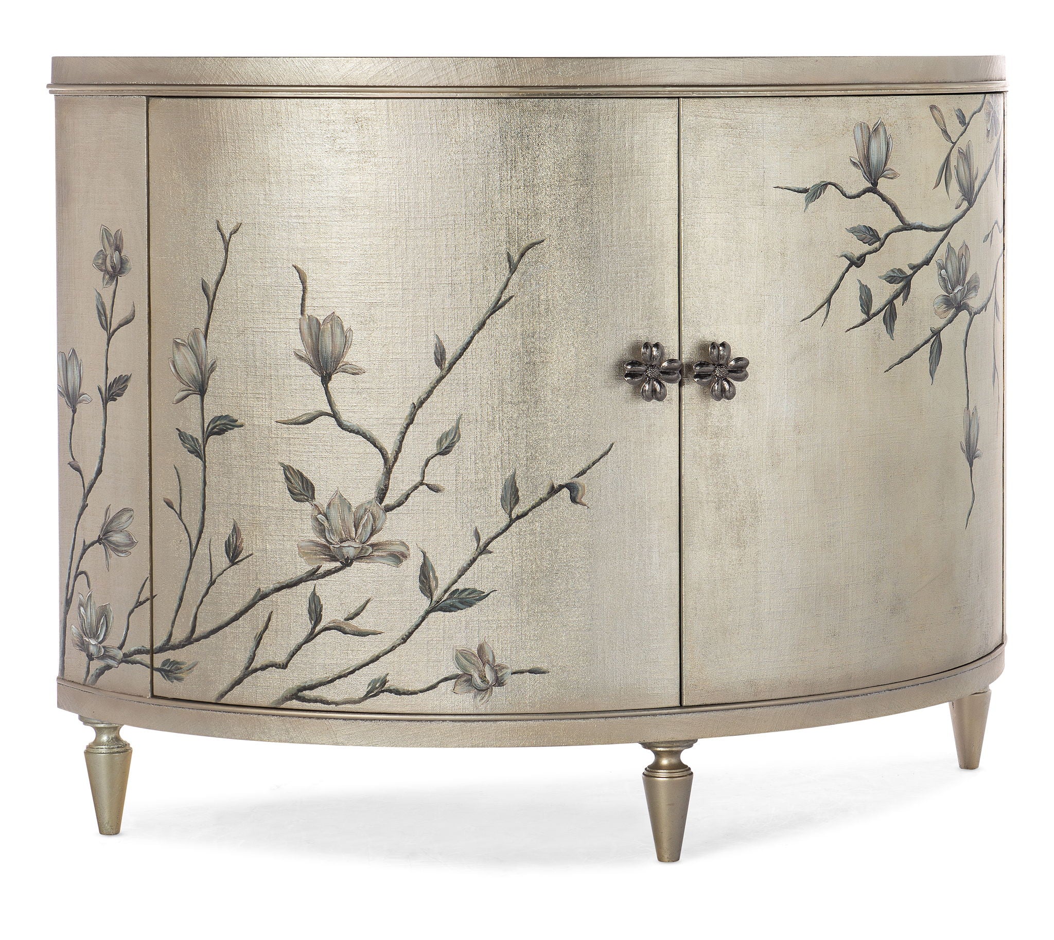 Melange - Marguerite 2-Door Demilune Chest - Pearl Silver