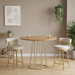 Santorini - Mid-Century Round Wood 48" Pedestal Base Dining Table Seats Up To 4 - Light Cashew / Natural