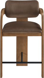 Cedra - Velvet Performance Fabric Upholstered Counter Stool - Brown Frame