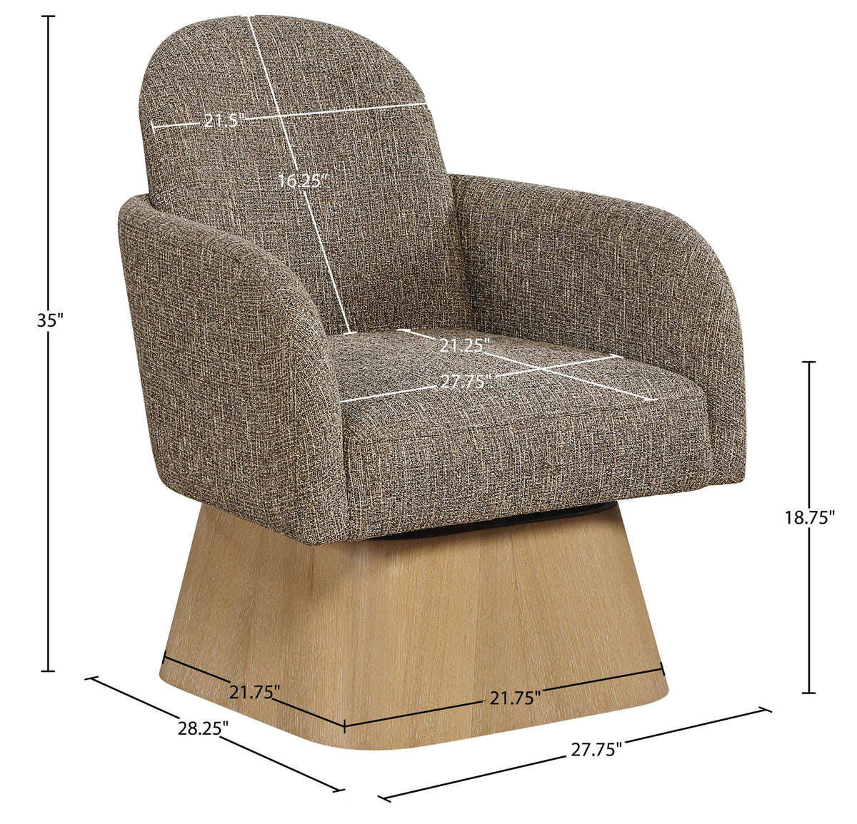 Marlowe - Linen Textured Fabric Upholstered Swivel Accent Chair - Stained Natural