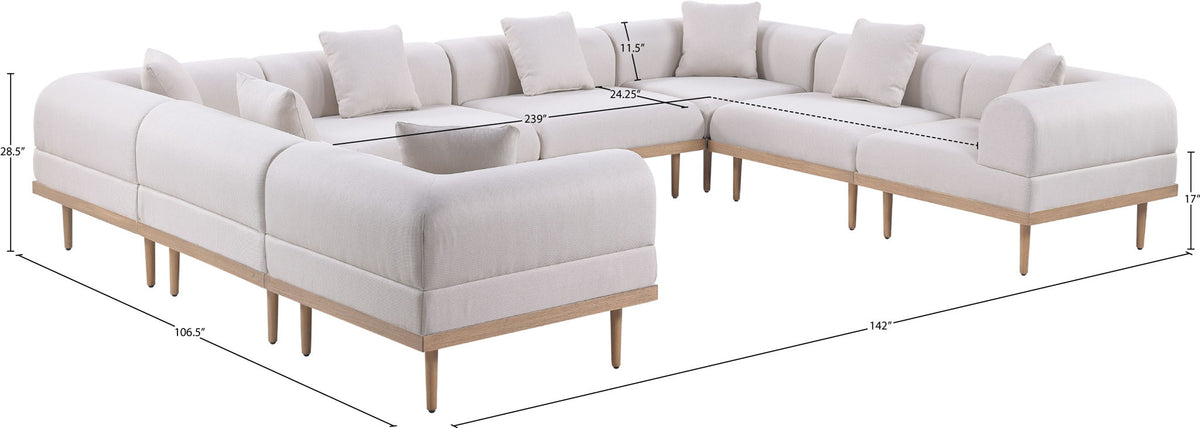 Laguna - 8 Piece Resilient Water Resistant Fabric 142" Upholstered Outdoor Patio Modular Sectional