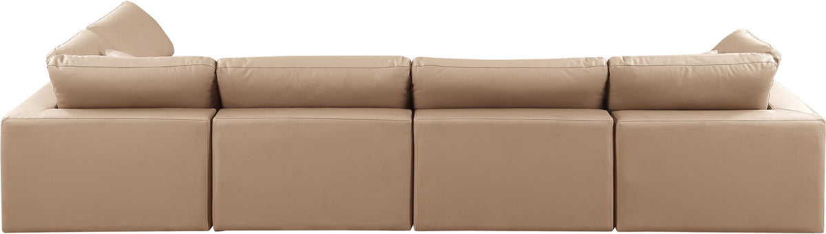 Comfy - 5 Piece Faux Leather Modular Sectional - Tan