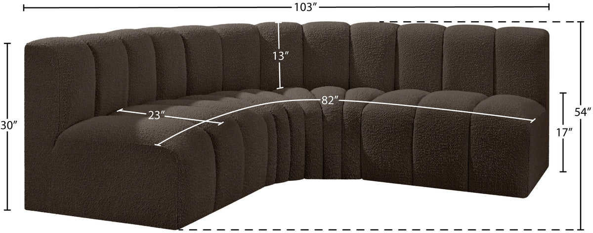 Arc - Boucle Fabric 4 Piece Corner Modular Sofa