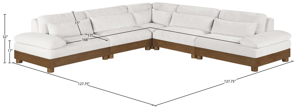 Turin - Chenille Fabric Upholstered Modular Sectional - Cream