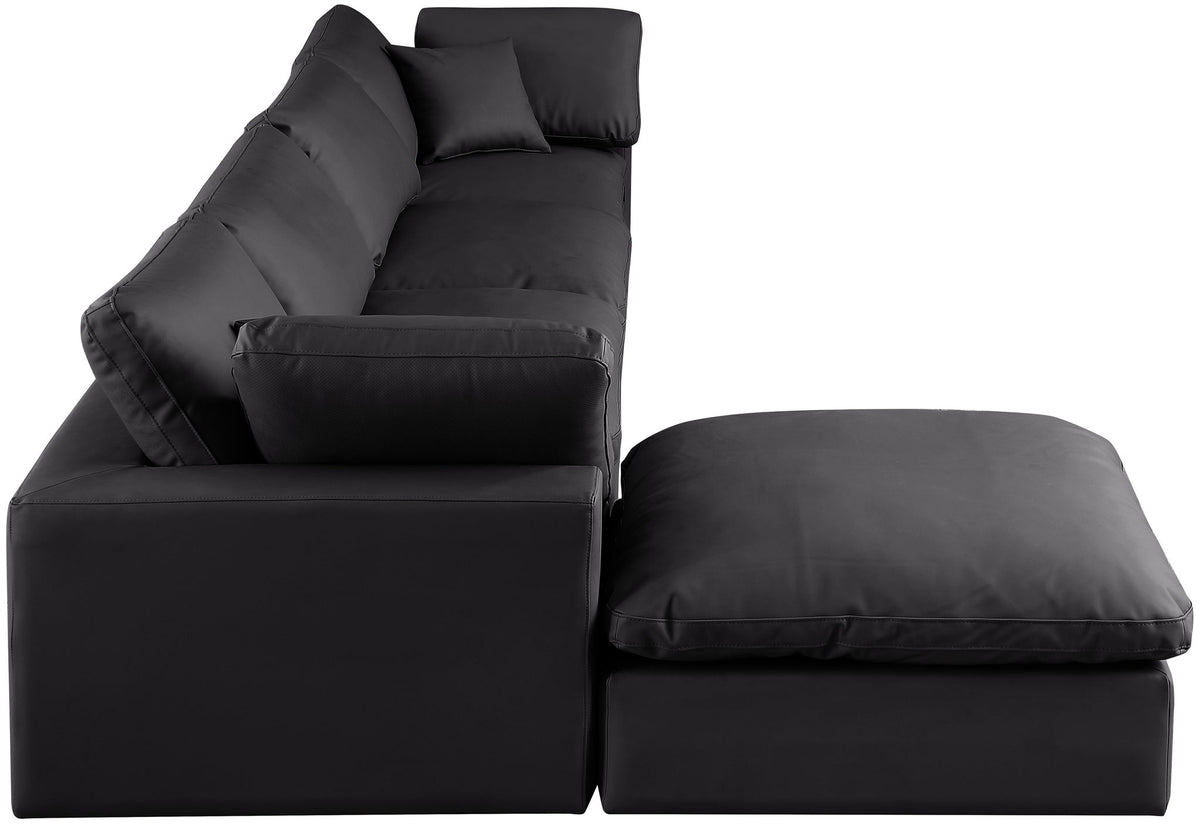 Comfy - 5 Piece Faux Leather Modular Sectional With Chaise