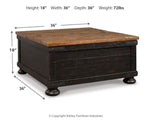 Valebeck - Lift Top Cocktail Table - Black / Brown