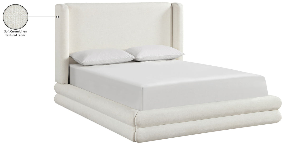 Chandra - Linen Textured Fabric Upholstered Bed
