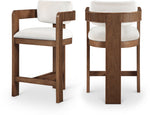 Sacha - Velvet Stool With Brown Base