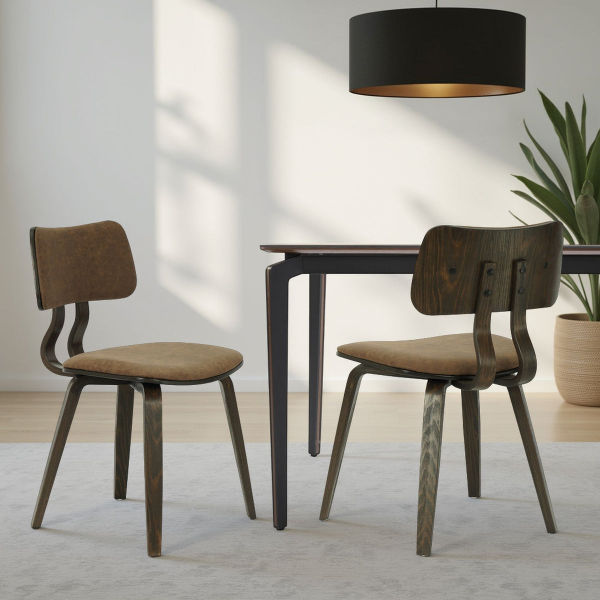 Jaguar - Curved Back Wood Dining Chair With Faux Leather Seat