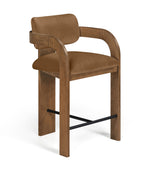 Cedra - Velvet Performance Fabric Upholstered Counter Stool - Brown Frame