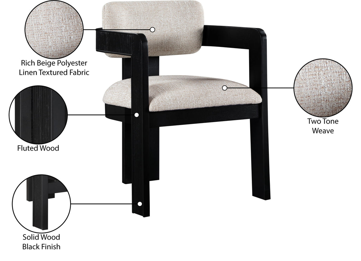 Sacha - Linen Dining Chair With Black Base (Set of 2)