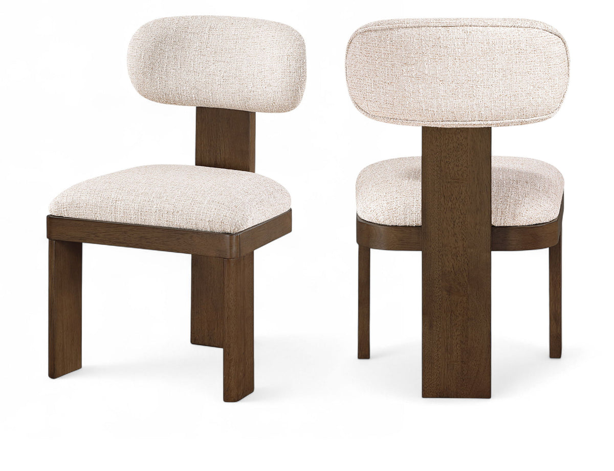 Timbra - Linen Textured Fabric Upholstered Dining Chair (Set of 2) - Walnut Base