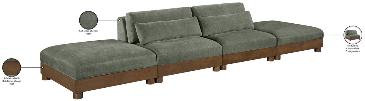 Turin - Chenille Fabric Upholstered Modular Sectional - Green