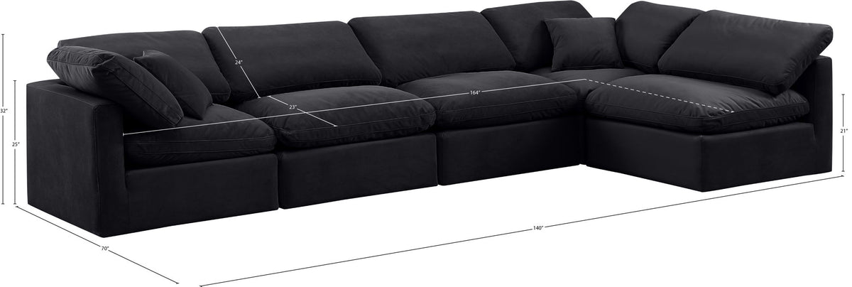 Indulge - Velvet 5 Piece Modular Sectional