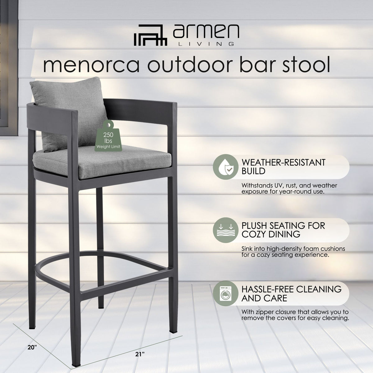 Menorca - Outdoor Patio Counter Height Bar Stool Set