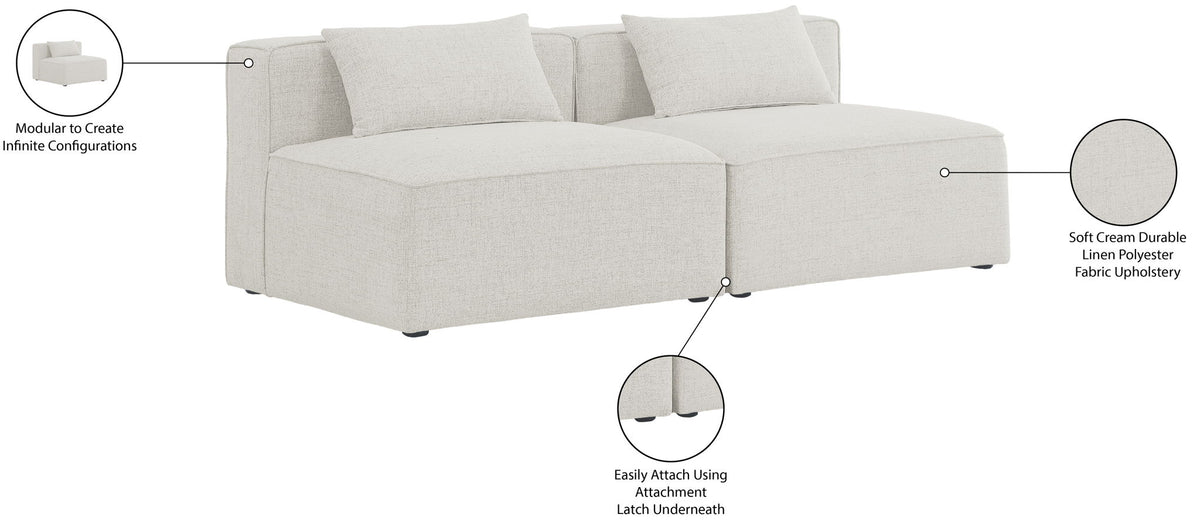 Cube - Linen Modular 2 Seat Armless Sofa