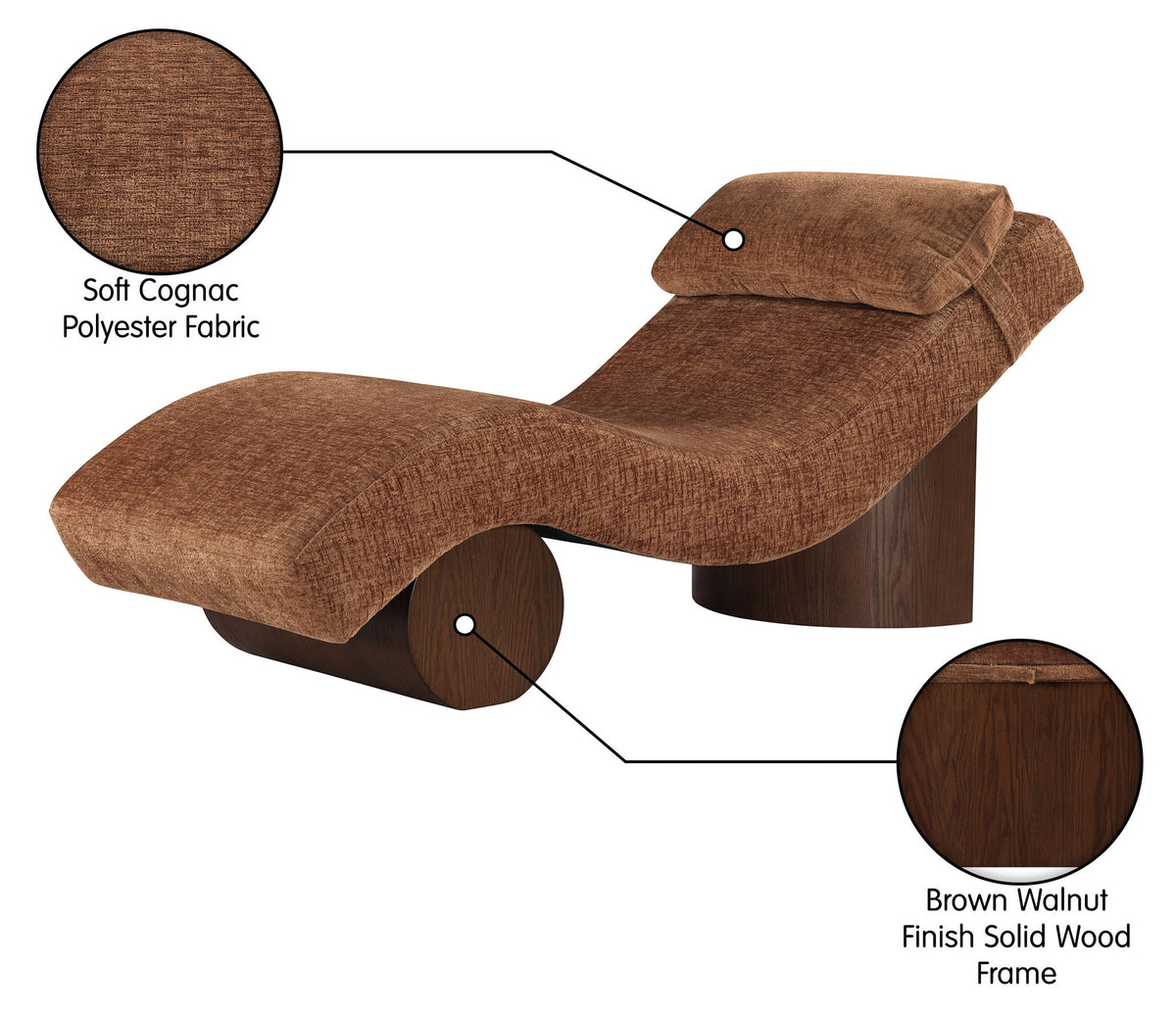 Marcella - Chaise Lounge - Walnut Base