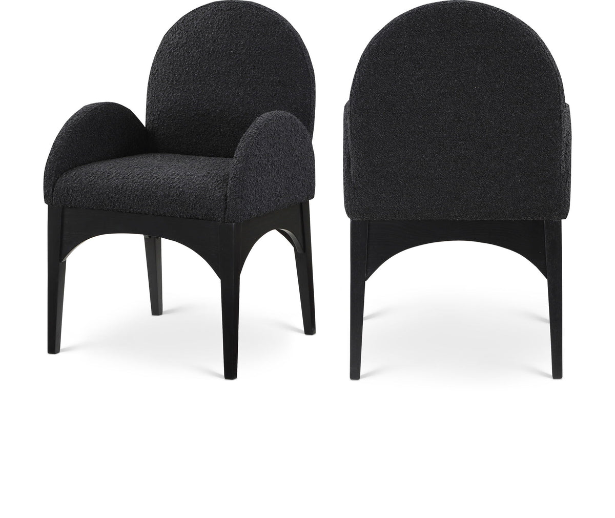 Waldorf - Boucle Dining Arm Chair With Black Legs