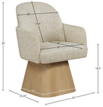 Marlowe - Linen Textured Fabric Upholstered Swivel Dining Arm Chair - Stained Natural