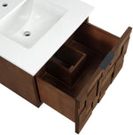 Leonardo - Engineered Stone And Solid Wood 24" Wall Mounted Bathroom Vanity