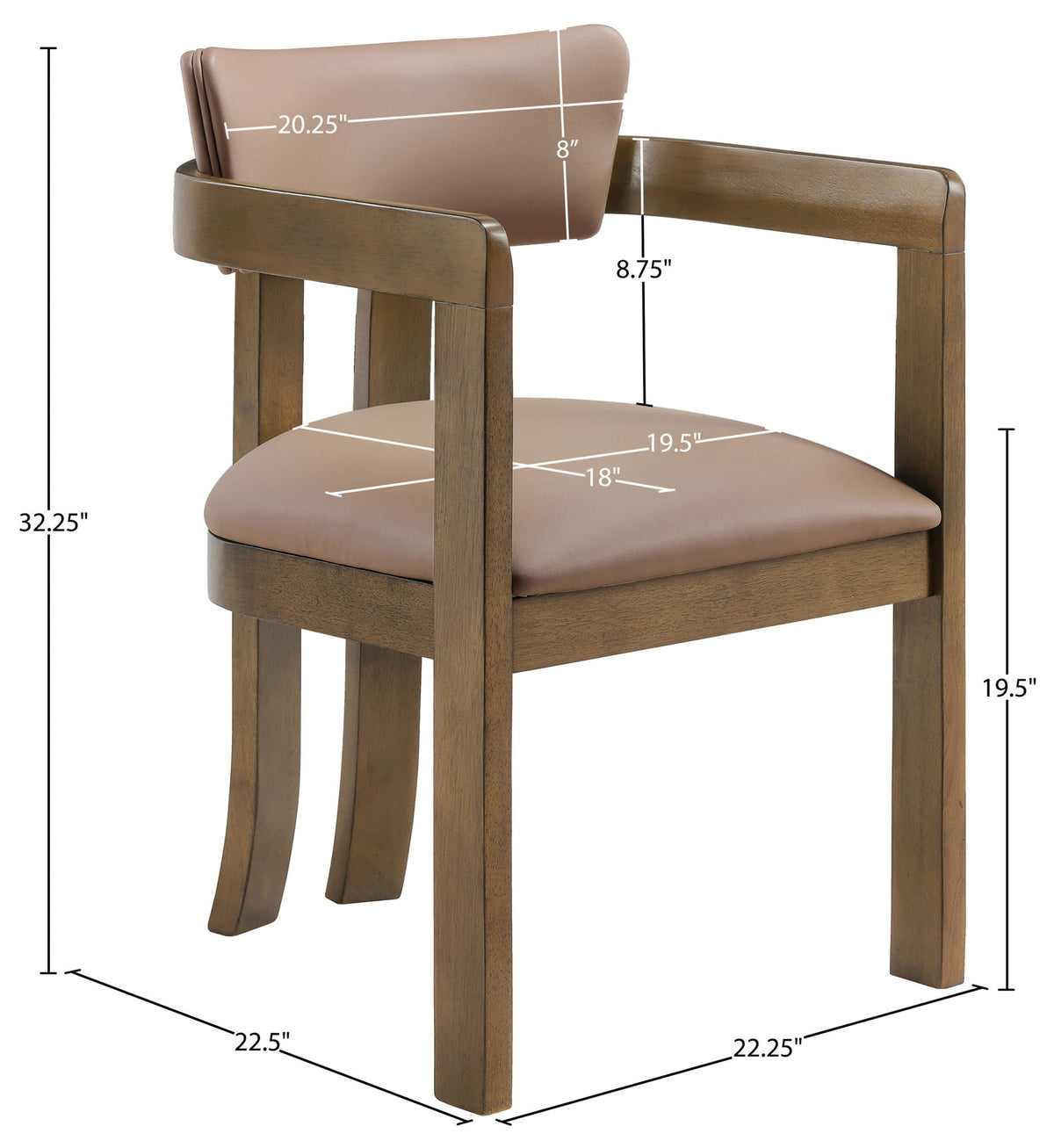 Lavrin - Vegan Leather Upholstered Dining Arm Chair (Set of 2) - Walnut Base