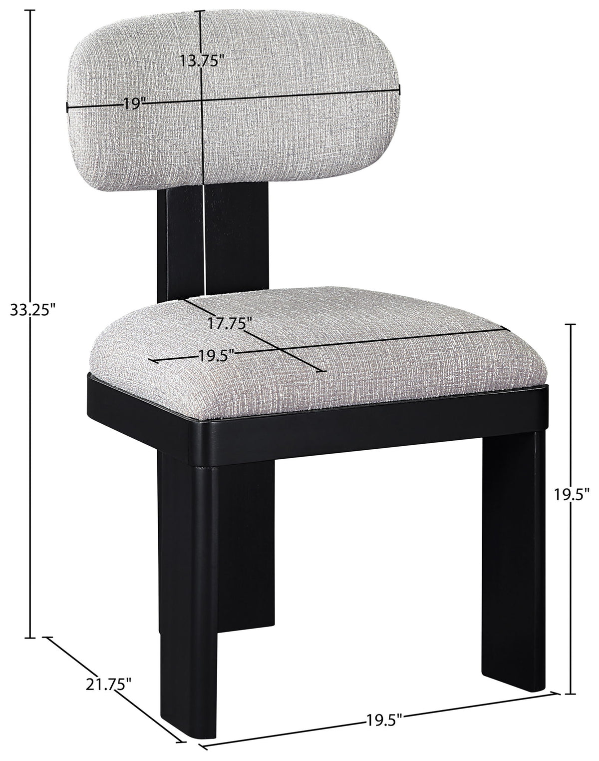 Timbra - Linen Textured Fabric Upholstered Dining Chair (Set of 2) - Black Base