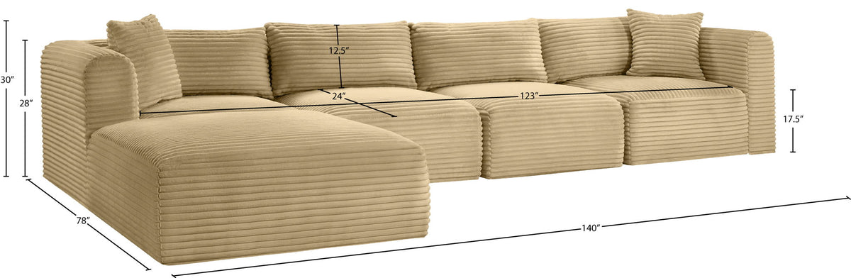 Shaggy - 5 Piece Modular Sectional With Ottoman