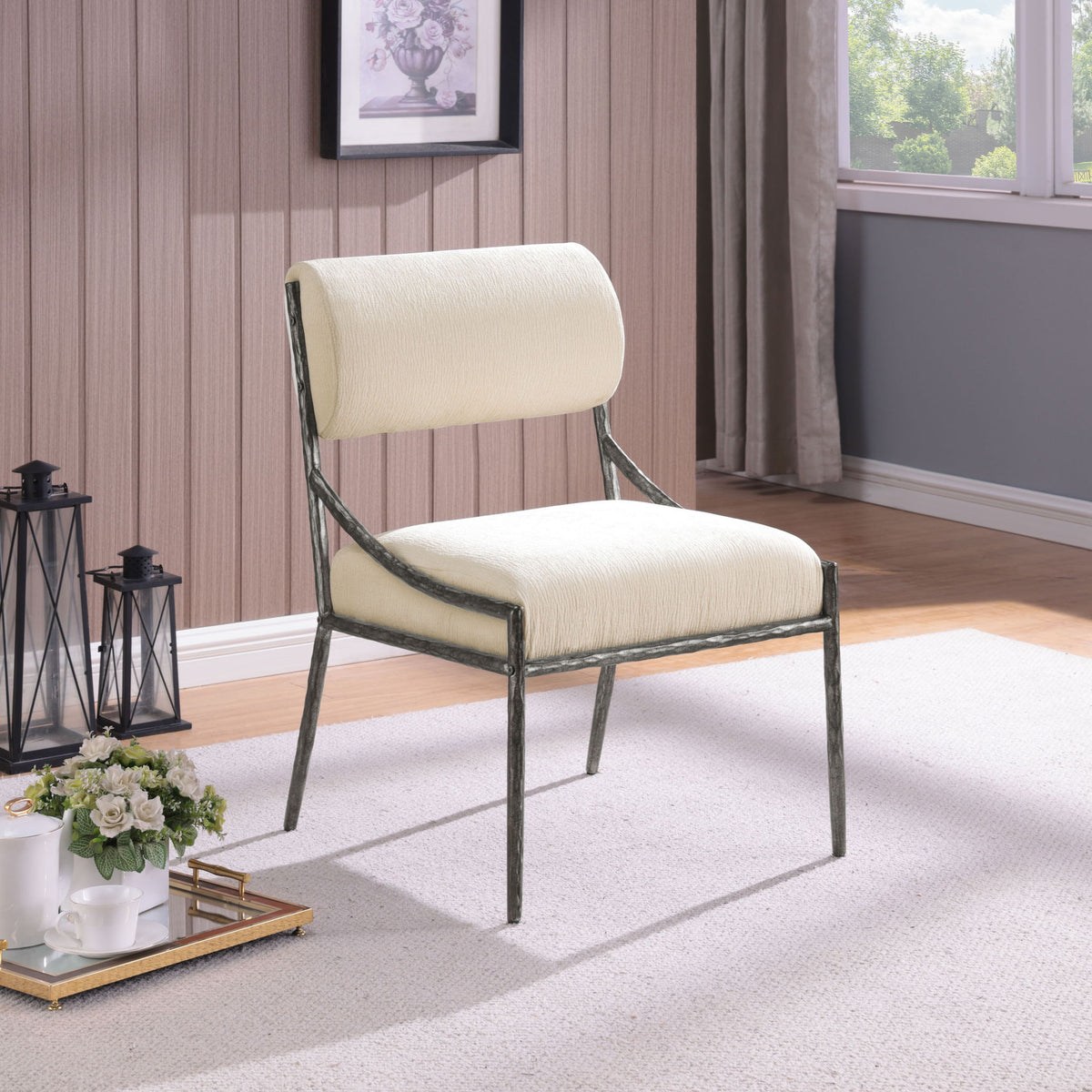 Bastille - Upholstered Dining Side Chair (Set of 2) - Silver Frame