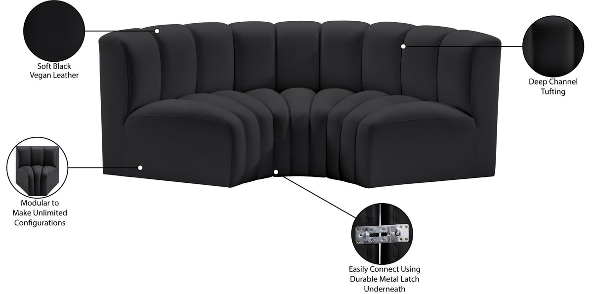 Arc - Faux Leather 3 Piece Modular U-Shaped Sofa