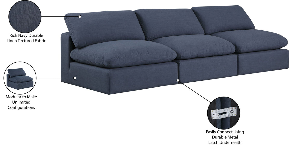 Comfy - Linen Modular Armless Sofa 3 Seats