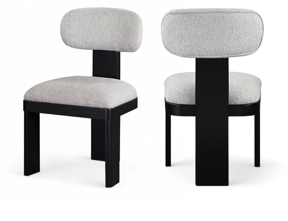 Timbra - Linen Textured Fabric Upholstered Dining Chair (Set of 2) - Black Base
