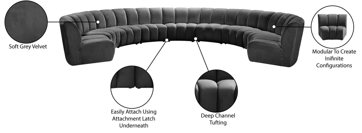 Infinity - 9 Piece Velvet Modular Sectional
