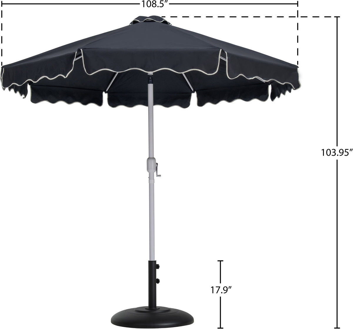Amalfi - Patio Umbrella - Black Base / White Pole
