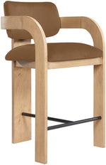 Cedra - Velvet Performance Fabric Upholstered Counter Stool - Natural Frame