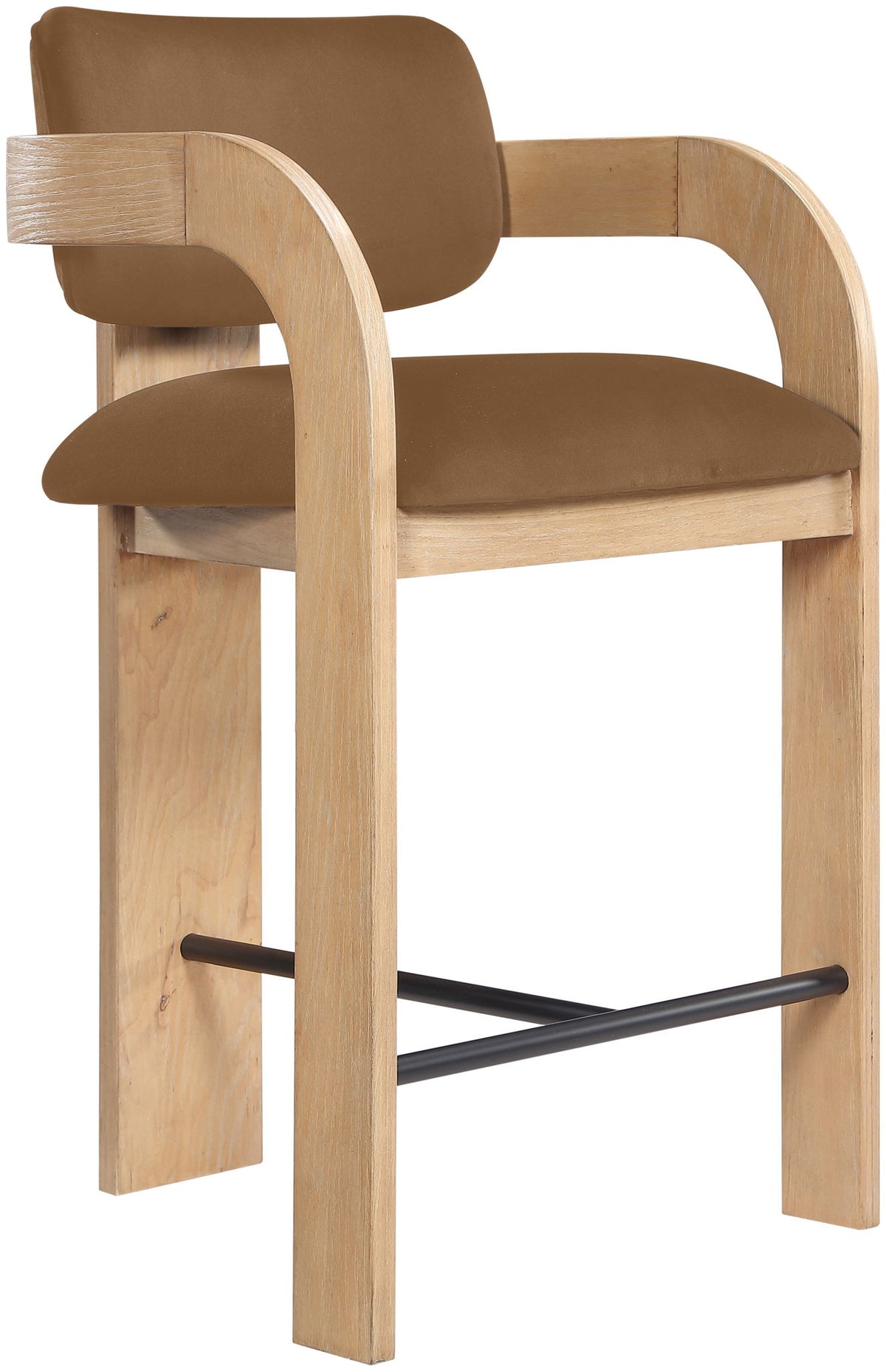 Cedra - Velvet Performance Fabric Upholstered Counter Stool - Natural Frame