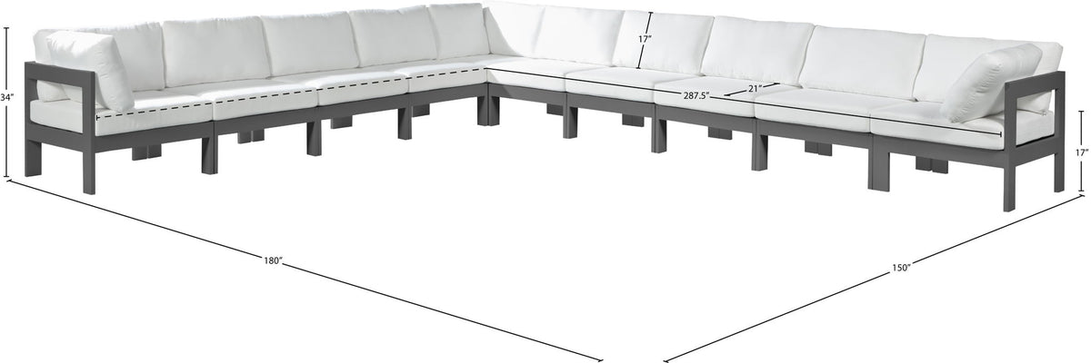 Nizuc - Outdoor Patio 10 Piece Modular Sectional With Gray Frame