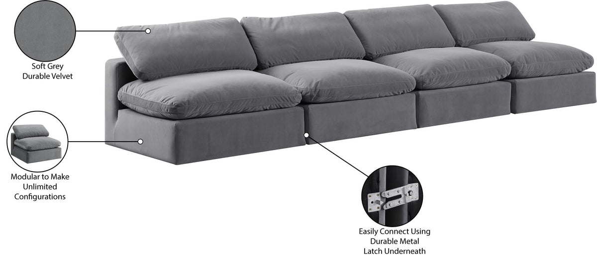 Comfy - Velvet Modular Armless Sofa 4 Seats