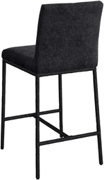 Reeves - Chenille Fabric Upholstered Counter Stool (Set of 2) - Black Base