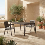 Avila - Outdoor Dining Chair With Woven Rattan Back Aluminum Frame And Cushion (Set of 2) - Dark Bronze / Silver Ash