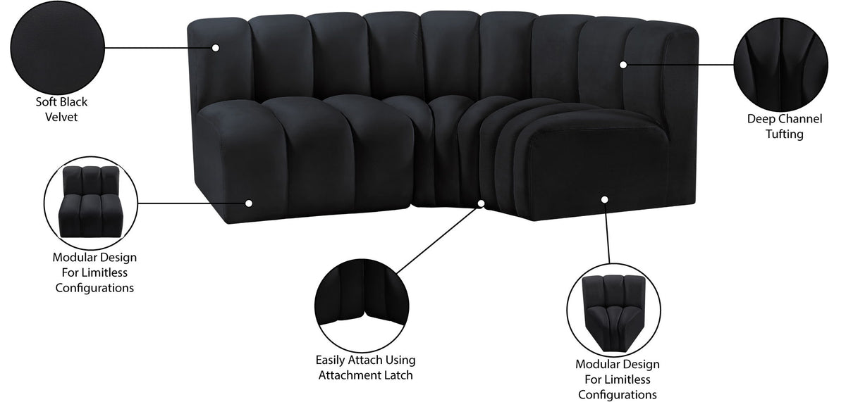 Arc - Velvet 3 Piece Sofa