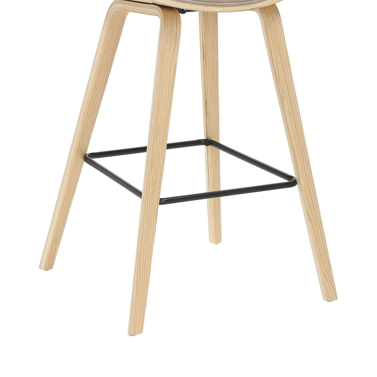 Fox - Bar Height Curved Back Wood Bar Stool With Faux Leather Seat