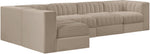 Rummi - Velvet Performance Fabric Upholstered 5 Piece Modular Sectional, L-Shaped (Right)