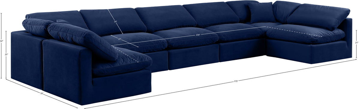Indulge - Velvet 7 Piece Modular U-Shaped Sectional