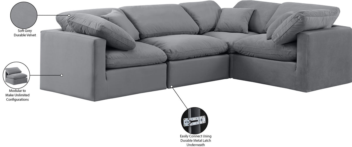 Indulge - Velvet 4 Piece Modular Corner Sectional