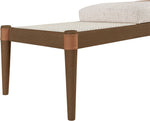 Nara - Linen Textured Fabric Upholstered Bench - Painted Brown Walnut